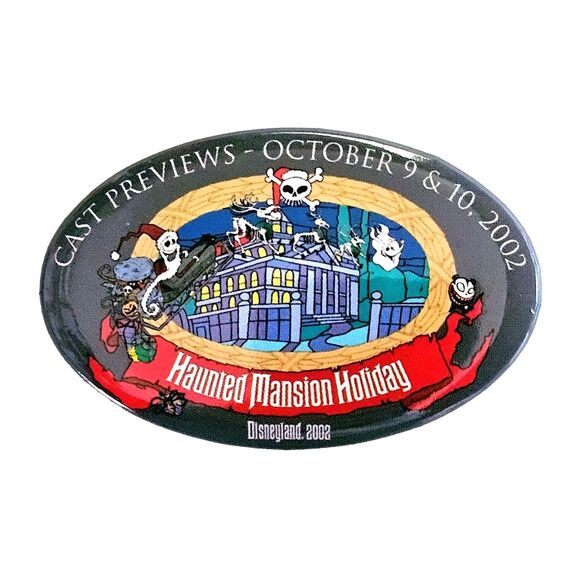 Nightmare Before Christmas Cast Preview Haunted Mansion Disneyland 2002 Pinback! - Picture 1 of 6